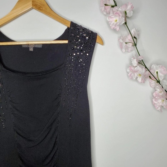 Alex Marie Beaded Sleeveless Top Black Size M - Picture 2 of 8